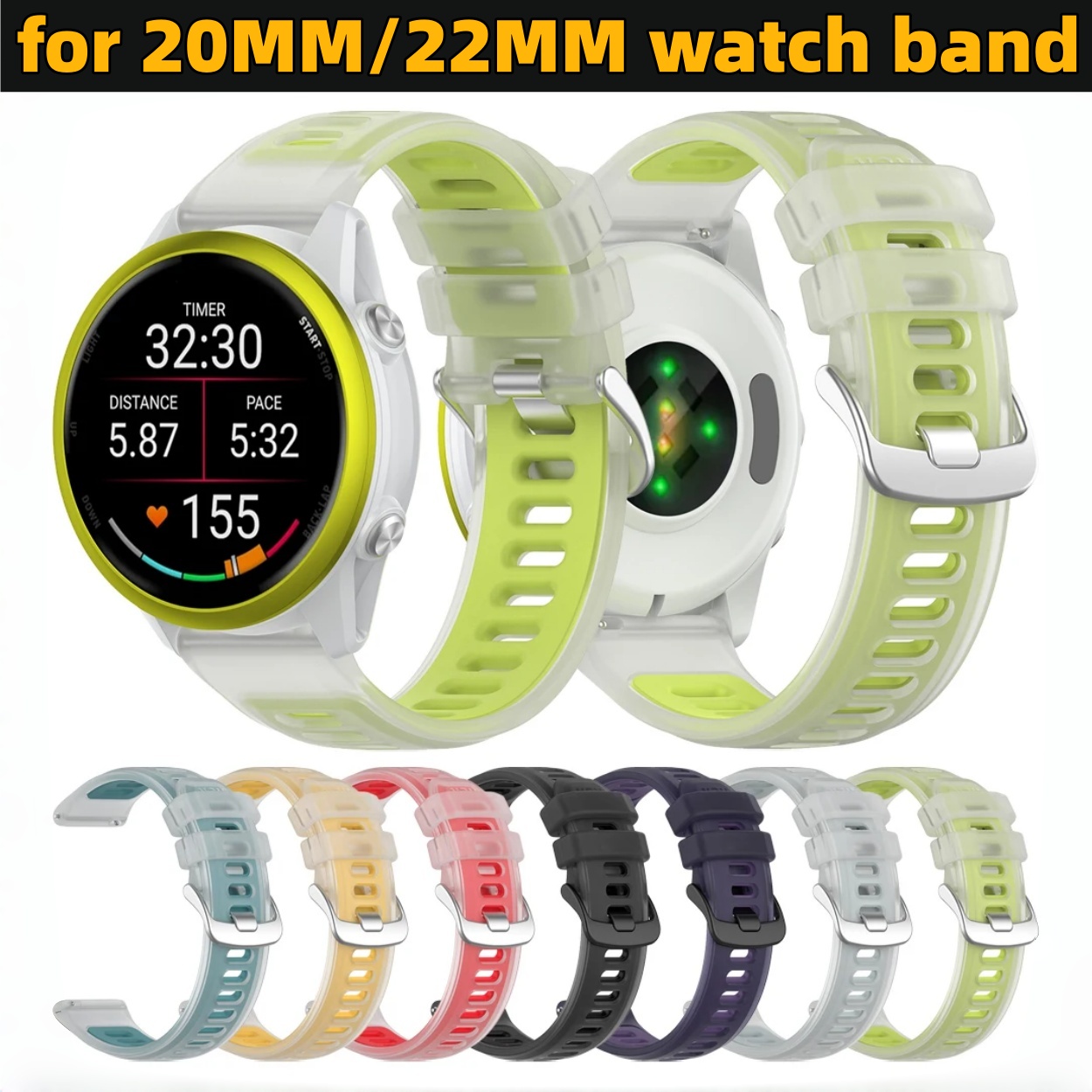 Silicone Watch Band 22Mm - Bracelet en Silicone transparent bicolore, 22mm