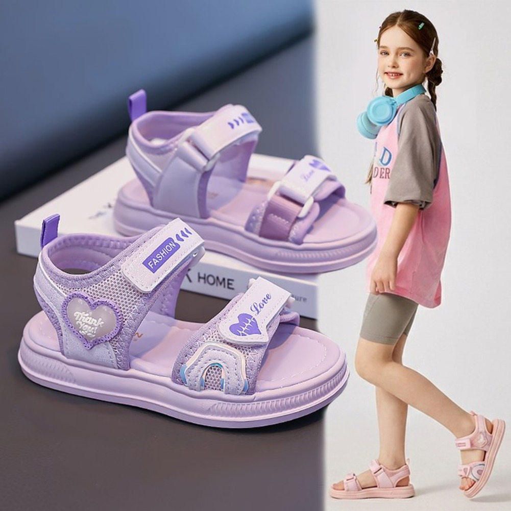 Sport Loop Velcro - Sandales Princesse Cœur pour Filles, Nouveau