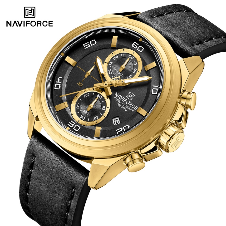 Leather Watch Band Men - NAVIFORCE aiguilles montres bracelet en cuir