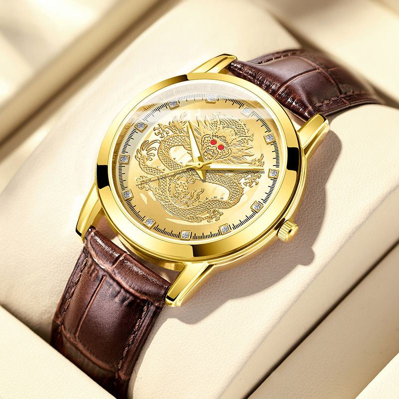 Leather Watch Band Men - Montre à quartz pour homme, bracelet