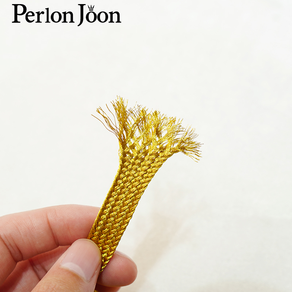 Ruban tressé brodé en fil doré - Perlon Strap Woven avis et prix