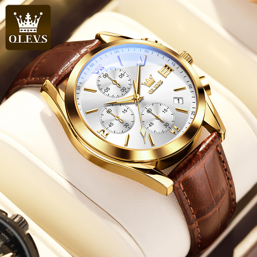 OLEVS 2872 chronographe hommes - Leather Watch Band Men avis et prix