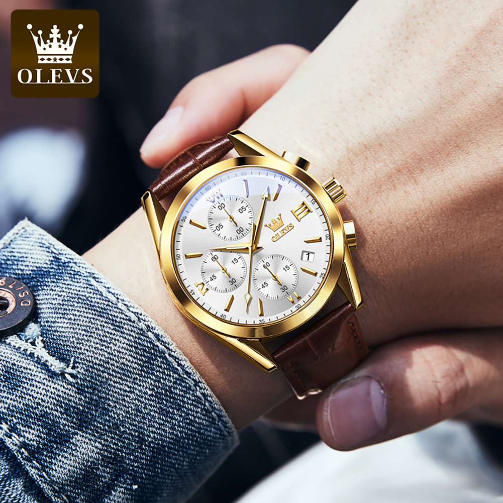 OLEVS 2872 chronographe hommes - Leather Watch Band Men avis et prix