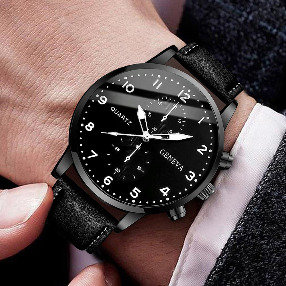 Montre à quartz avec bracelet  - Leather Watch Band Men avis et prix