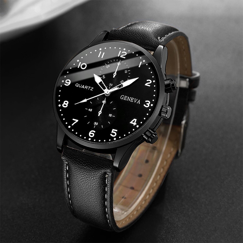 Montre à quartz avec bracelet  - Leather Watch Band Men avis et prix