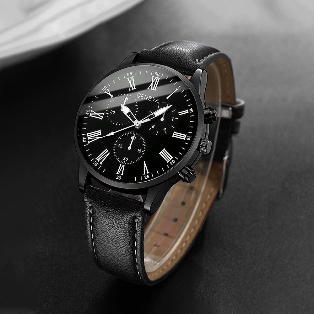Montre à quartz avec bracelet  - Leather Watch Band Men avis et prix