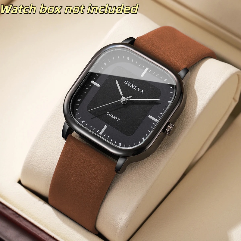 Montre classique à cadran carr - Leather Watch Band Men avis et prix